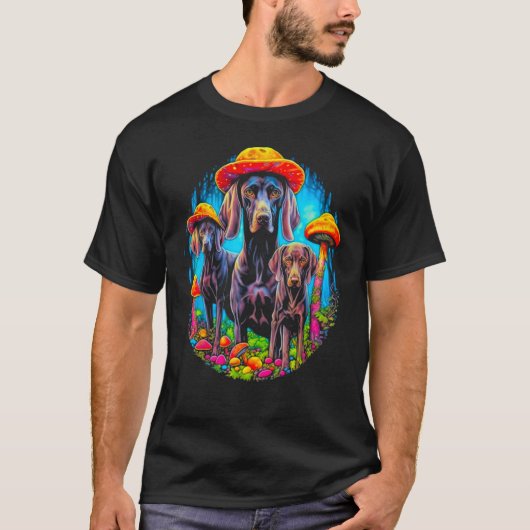 Dog German Shorthaired Pointer Mushroom T-Shirt (Vorderseite)