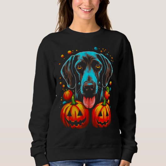 Dog German Shorthaired Pointer Pumpkin Halloween Sweatshirt (Vorderseite)