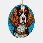 Dog-gestanztes Glas-Portrait Keramik Ornament (Rechts)