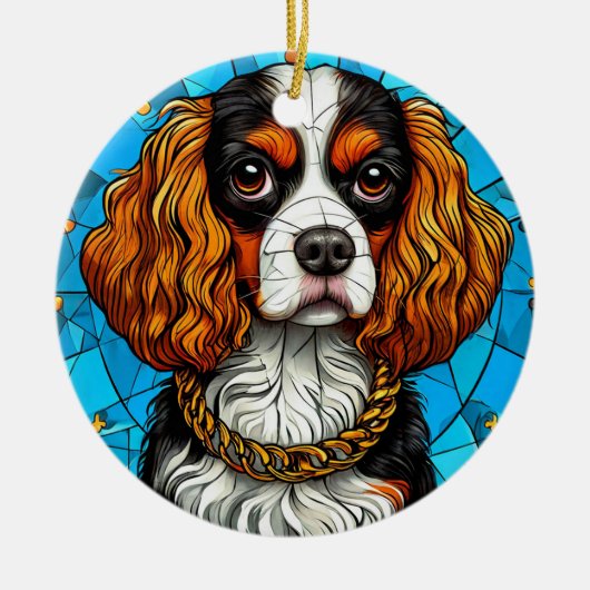 Dog-gestanztes Glas-Portrait Keramik Ornament (Vorne)
