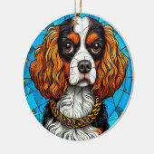 Dog-gestanztes Glas-Portrait Keramik Ornament (Links)