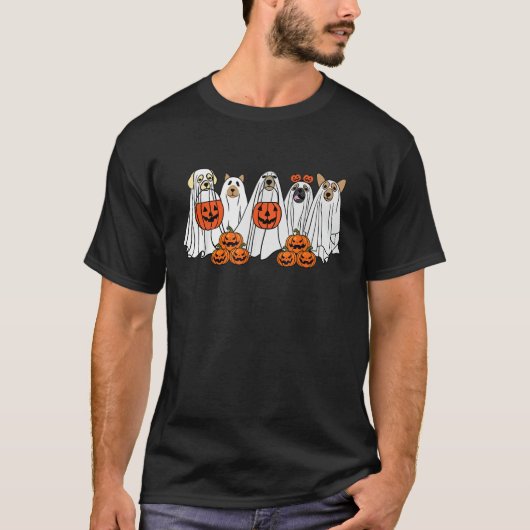 Dog Ghost Cute Dog Dressed As Ghost Funny Hallowee T-Shirt (Vorderseite)