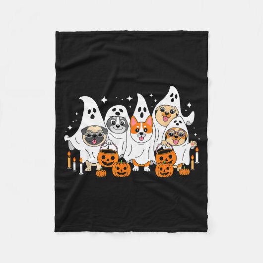 Dog Ghost Halloween Fleecedecke (Vorderseite)