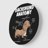 Dog Gift | Anatomy Dachshund  Funny Weiner Große Wanduhr (Winkel)
