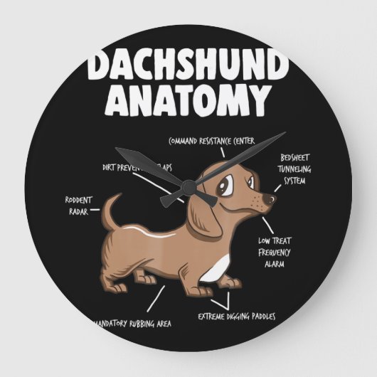 Dog Gift | Anatomy Dachshund  Funny Weiner Große Wanduhr (Vorderseite)