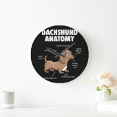 Dog Gift | Anatomy Dachshund  Funny Weiner Große Wanduhr (Zuhause)