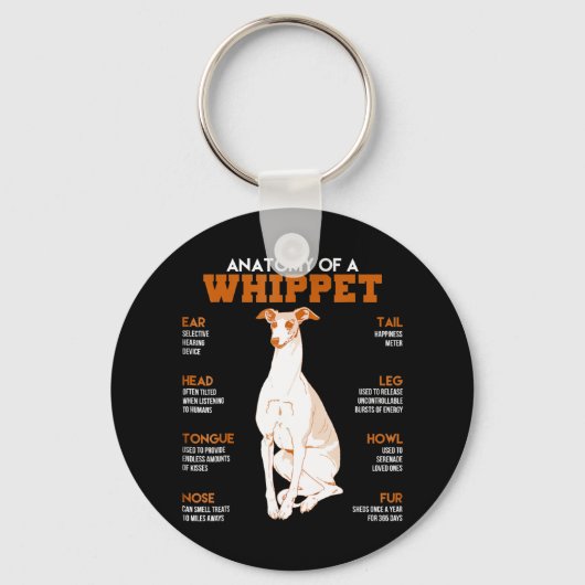 Dog Gift | anatomy of a whippet dogs t funny gift Schlüsselanhänger (Vorderseite)