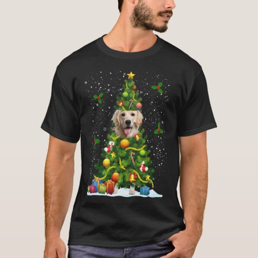 Dog Golden Retriever Christmas Tree T-Shirt (Vorderseite)