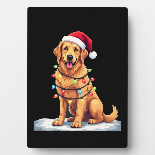 Dog Golden Retriever Santa Christmas Xmas Lights ( Fotoplatte (Vorderseite)