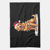 Dog Golden Retriever Santa Christmas Xmas Lights ( Geschirrtuch (Vertikal)