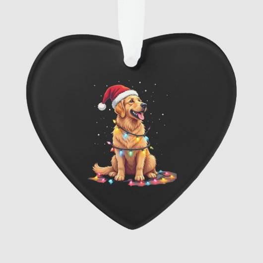 Dog Golden Retriever Santa Christmas Xmas Lights ( Ornament (Vorderseite)