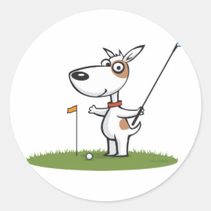 Dog Golf Runder Aufkleber