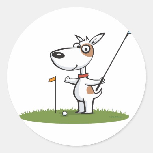 Dog Golf Runder Aufkleber (Vorderseite)