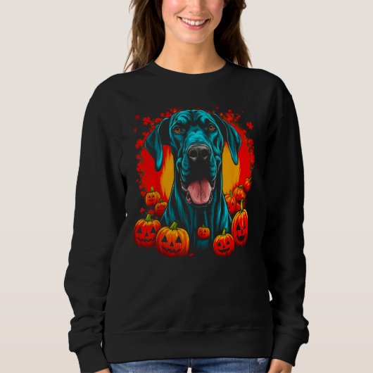 Dog Great Dane Halloween Theme Sweatshirt (Vorderseite)