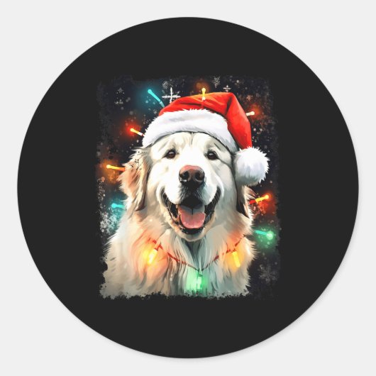 Dog Great Pyrenees Christmas  Runder Aufkleber (Vorderseite)