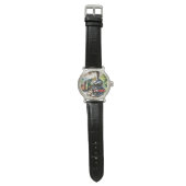 Dog Greeting steam train Armbanduhr (Flach)