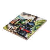 Dog Greeting steam train Fliese (Seite)