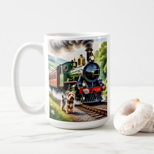 Dog Greeting steam train Kaffeetasse (Mit Donut)