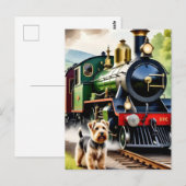 Dog Greeting steam train Postkarte (Vorne/Hinten)