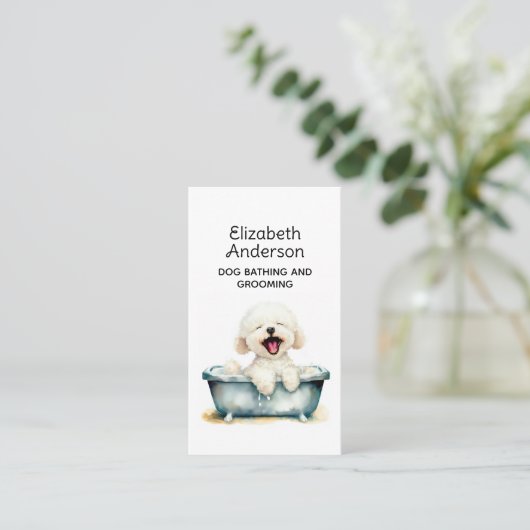 Dog Groomer Bichon Frise Visitenkarte (Stehend Vorderseite)