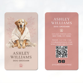Dog Groomer Blush Eleganter QR Code Visitenkarte