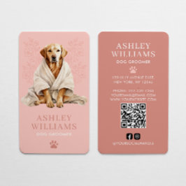 Dog Groomer Blush Pink Eleganter QR Code Visitenkarte