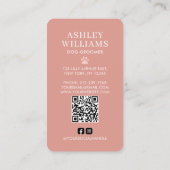 Dog Groomer Blush Pink Eleganter QR Code Visitenkarte (Rückseite)