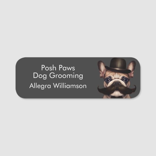 Dog Groomer Business Welpe Gray Namensschild (Vorderseite)