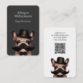 Dog Groomer French Bulldog QR-Code Visitenkarte (Vorne/Hinten)