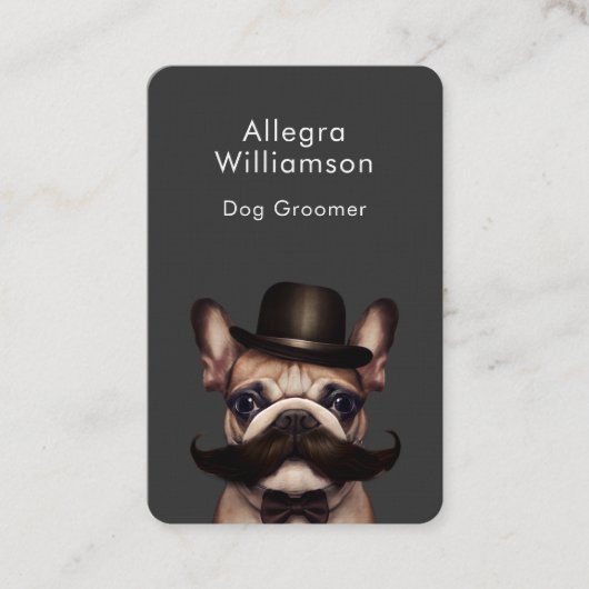Dog Groomer French Bulldog QR-Code Visitenkarte (Vorderseite)