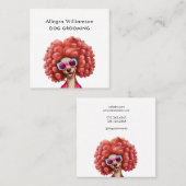 Dog Groomer Fun Pink Poodle Quadratische Visitenkarte (Vorne/Hinten)