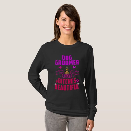 Dog Groomer Funny Dog Groomer Beauty Funny Doberma T-Shirt (Vorne ganz)
