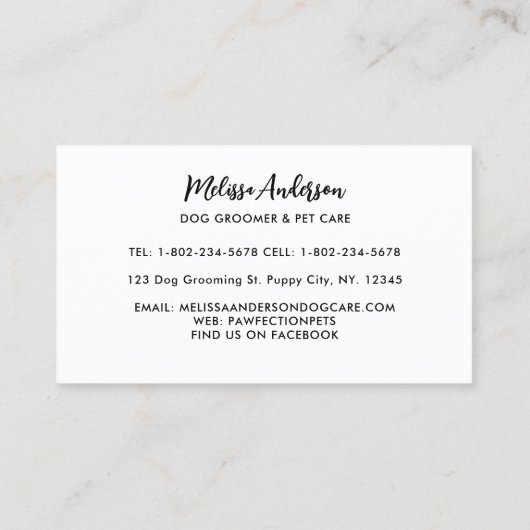 Dog Groomer Funny Puppy Pet French Bulldog Visitenkarte (Rückseite)