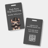 Dog Groomer Funny QR Code Gray Ausweis (Vorder- & Rückseite)