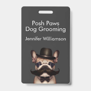 Dog Groomer Funny QR Code Gray Ausweis