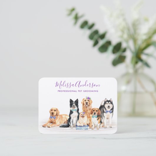 Dog Groomer Haustiere Sitzen QR-Code Visitenkarte (Stehend Vorderseite)