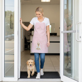 Dog Groomer Lab Personalized Pink Print Apron Schürze