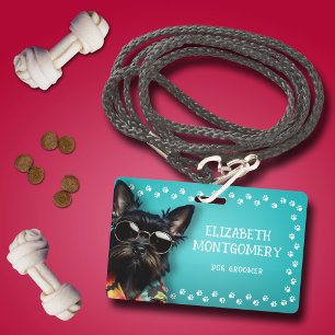 Dog Groomer Paw Print Border Ausweis