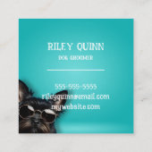 Dog Groomer Paw Print Border Quadratische Visitenkarte (Rückseite)