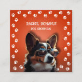 Dog Groomer Paw Prints Quadratische Visitenkarte (Vorderseite)