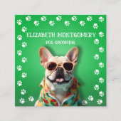 Dog Groomer Paw Prints Quadratische Visitenkarte (Vorderseite)