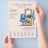 Dog Groomer Pet Salonstuhl Gewartet Reißblech Flyer (Hand)