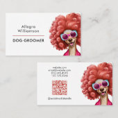 Dog Groomer QR Code Fun Business Card Visitenkarte (Vorne/Hinten)