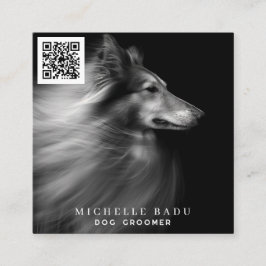 Dog Groomer QR Code Social Media Quadratische Visitenkarte