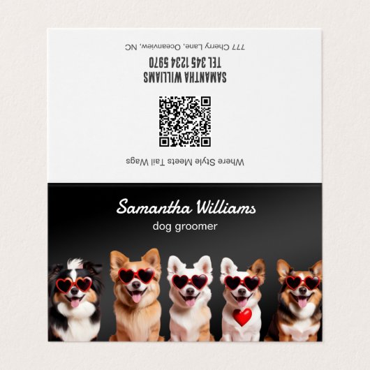 🐶 Dog Groomer QR Visitenkarten (Außenseite Aufgefaltet)