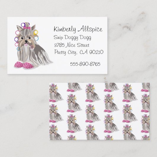 Dog Groomer Salon Yorkshire Terrier Yorkie Visitenkarte (Vorne/Hinten)