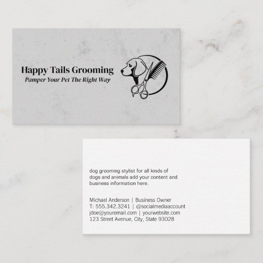 Dog Groomer | Schneidwerkzeuge Visitenkarte (Vorne/Hinten)