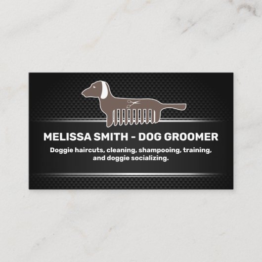 Dog Groomer | Schwarzer Meshhintergrund Terminkarte (Vorderseite)