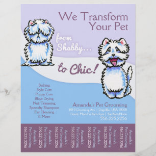 Dog Groomer Shabby Chic Westie Tear Sheet Flyer