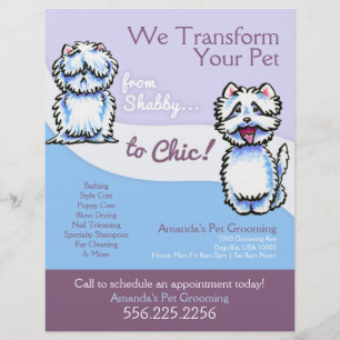 Dog Groomer Shabby Chic Westie Werbeaktion Flyer